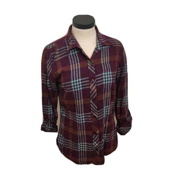 Lucky Brand Tops - Lucky Brand Women's Button-up Shirt Maroon Plaid Long Sleeve Size S.